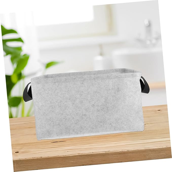 VICASKY Felt Storage Basket Folding Clothes Bucket Medium Gray Laundry Hamper Organizer for Clothes Washable Practical Storage Container for Home