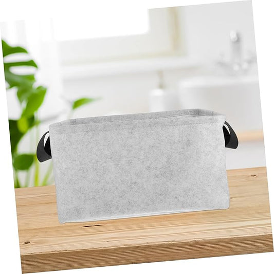 VICASKY Felt Storage Basket Folding Clothes Bucket Medium Gray Laundry Hamper Organizer for Clothes Washable Practical Storage Container for Home
