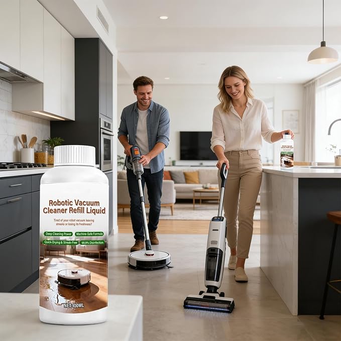 Robotic Floor Liquid - Vacuum Mopping Agent, Hardwood Cleaning Fluid with Quick-Dry Technology, Hardwood Maintenance Solution, Multi-Floor Concentrate, Botanical Formula for Tile Laminate