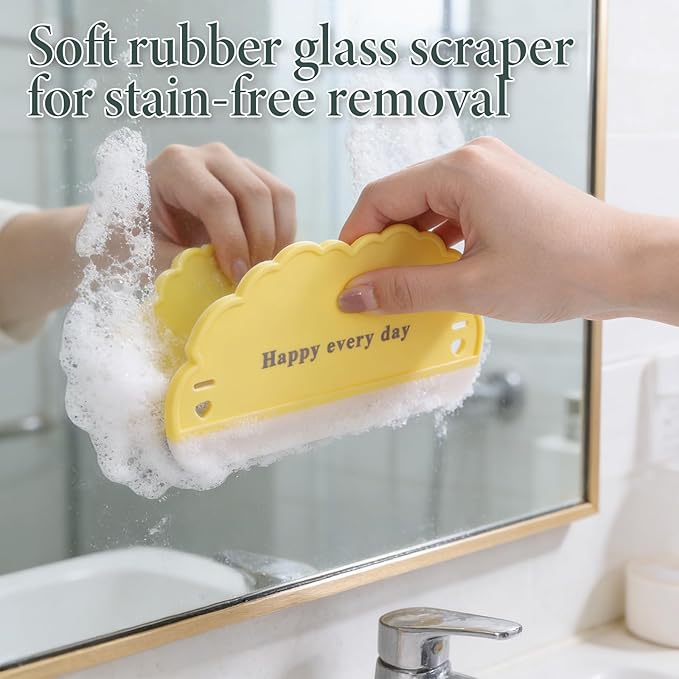 Small Rubber Squeegee 3 Pcs All-Purpose Mini Soft Rubber Window Squeegee Small Squeegees Window Scrubber Scraper for Kitchens Bathroom Shower Mirrors Car Windshield （Green, Yellow, White）