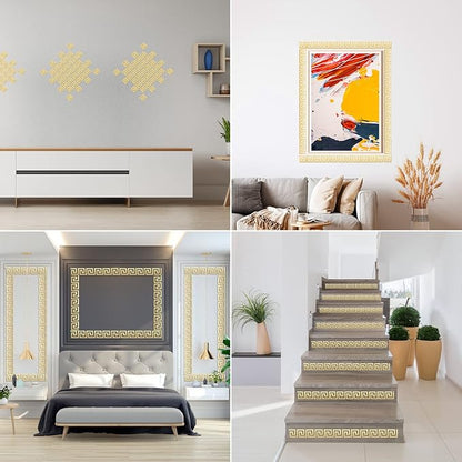 100Pcs Gold Wall Decals Peel and Stick - Metallic Gold Stickers for Bedroom Aesthetic, Removable Wall Art for Living Room, Kitchen Backsplash & Ceiling Decor, Waterproof Self-Adhesive Vinyl