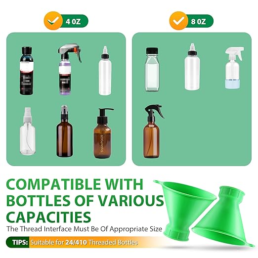 Threaded Funnel Easy Fill Funnel, Twist On Empty Spray Bottle Refill Adapter Fit for Various Size Bottles Home, Car Detailing Cleaning Supply, 30% Vinegar, Kitchen, Bath, Essential Oils (24mm)