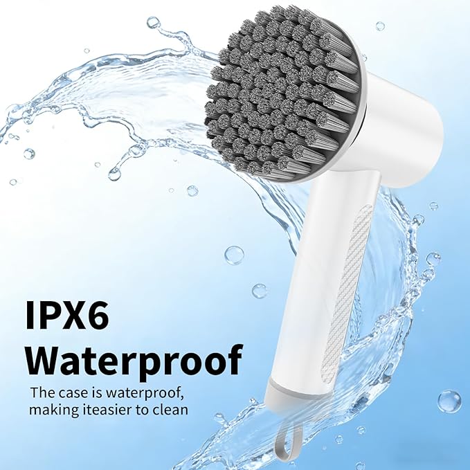 Electric Spin Scrubber, Cordless Electric Cleaning Brush, Waterproof Rotating Shower Brush, with 3 Replaceable Heads, Suitable for Bathroom, Kitchen, and Home Cleaning (White)