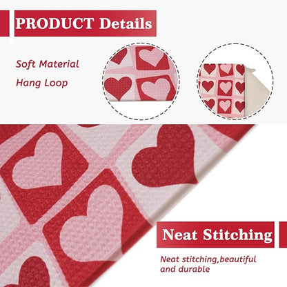 Valentine Dish Drying Mat, Ultra Absorbent Valentines Day Drying Mat for Kitchen Counter, Coffee Maker, 18 x 24 Inch
