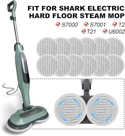 Pads for Shark Steam Scrub Mop: 12 Pack Spin Mop Refills Fit for Shark S7000 S7001 S7000C S7201 S7000AMZ S8201 S8001 S8000 Steam and Scrub Pads - Hard Floor Steam Mop Washable Pads S7001TGT