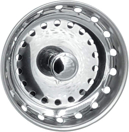 Replacement Kitchen Sink Stainless Steel Basket Strainer with Prong and Rubber Stopper, Universal Fit, 3-1/2 Inch Chrome