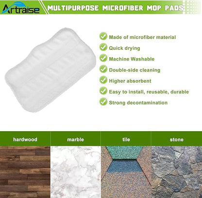 Artraise 6 Pack Microfiber Steam Mop Pads Replacement Washable for Shark Steam Mop SK Series SK410 SK435CO SK460 SK140 SK141 S3101 SK3102 S3250 S3251