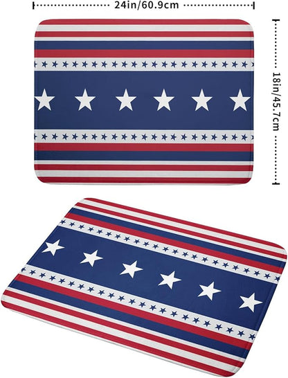 4th of July Dish Drying Mat For Kitchen Counter Independence Day Patriotic Star Stripes Memorial Day Microfiber Absorbent Drying Mats Reversible Kitchen Countertop Drainer Pad 18x24 Inch