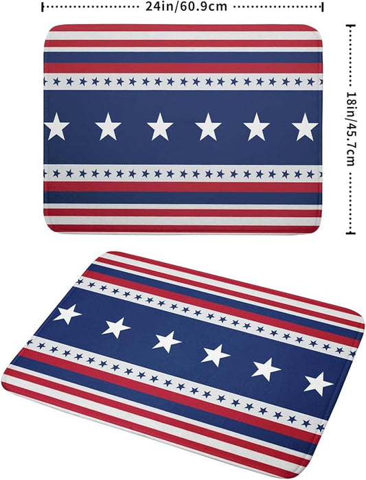 4th of July Dish Drying Mat For Kitchen Counter Independence Day Patriotic Star Stripes Memorial Day Microfiber Absorbent Drying Mats Reversible Kitchen Countertop Drainer Pad 18x24 Inch