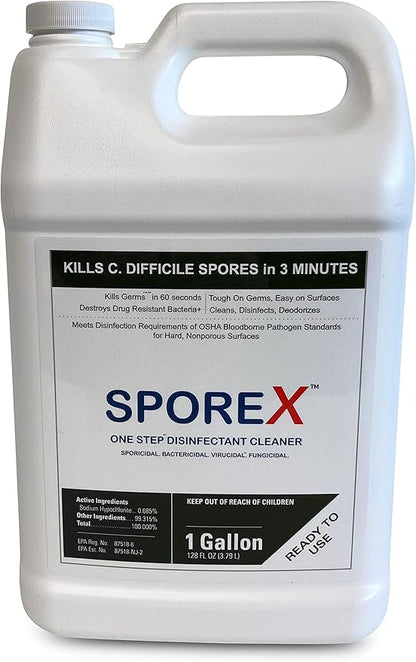 Disinfectant (1 gallon) Eliminate 99.9999% C Difficile Spores, Viruses, Bacteria, Mold and Fungi. One Step Disinfectant. No Toxic Residue. Works with Electric Sprayers