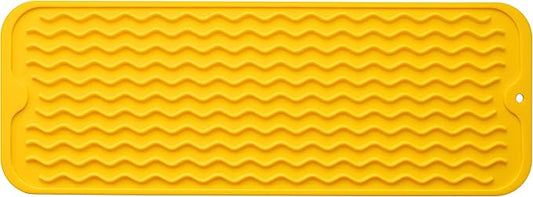 MicoYang Silicone Dish Drying Mat for Multiple Usage,Easy clean,Eco-friendly,Heat-resistant Silicone Mat for Kitchen Counter,Sink,Bar,Bottle,or Cup Yellow M 17 inches x 6 inches