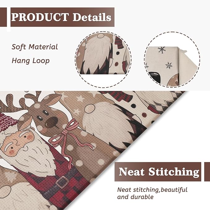 Christmas Dish Drying Mat, Ultra Absorbent Microfiber Dish Drainer Mat Christmas Snowman Reindeer Drying Mats for Kitchen Counter, Coffee Maker, Tableware Decor, 18 x 24 Inch