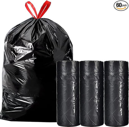 Large Black Trash Bags 20-21 Gallon Drawstring Garbage Bags,Measuring 28x 33.8 inches,Heavy Duty Plastic Garbage Bags for Household Kitchen Office Restaurant Thickened Stretchy
