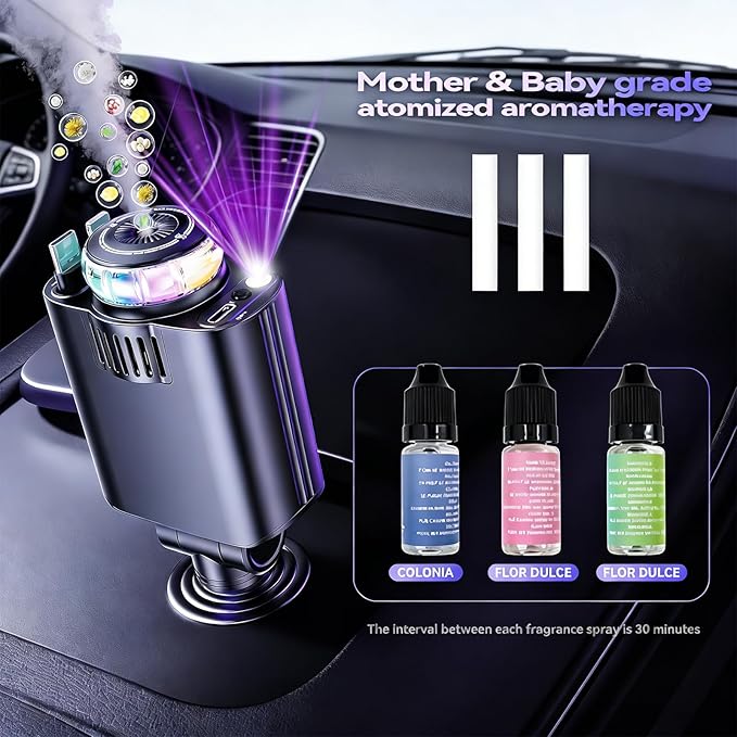 Retractable Car Charger with Starlight and Aromatherapy, 5 in 1 USB C Car Charger Adapter, 69W Fast Charging Cars Phone Chargers, Cars Air Freshener Compatible with iPhone 17 16 15 14 13 and Android
