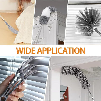 Microfiber Feather Duster Kit, 9PCS Dusters for Cleaning with 100-inch Extendable Pole, Bendable Reusable Washable Cobweb Duster for High Ceilings and Fans, Blinds, Cars and Furniture