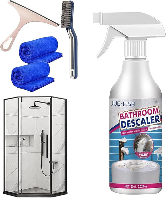 Bathroom Descaler Foam Cleaner, 2025 New Bathroom Descaler Cleaner, Stubborn Stains Cleaner, Limescale Cleaner, All Purpose Rinse Free Cleaning Spray for Bathtub, Sink, Toilet, Tiles (1Pcs)
