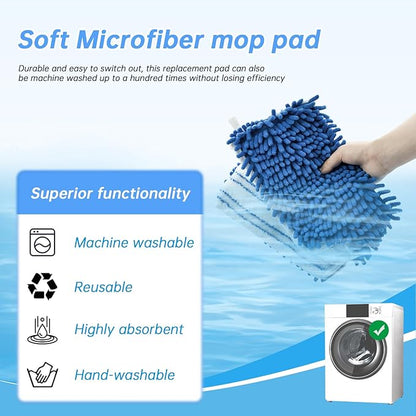 4 Pack Mop Heads Replacements Compatible with O-cedar Dual-Action Flip Mop,Microfiber&Chenille Mop Replace Head for Dry/Wet Use,Double-sided,Reusable and Washable Dust Mop Refills for Floor Cleaning