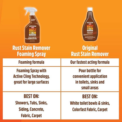 Rust-Oleum Whink Rust Stain Remover | Heavy-Duty Iron Stain Remover Foaming Spray with Excellent Cling for Toilets, Showers, Sinks, Outdoor Siding | 24 oz