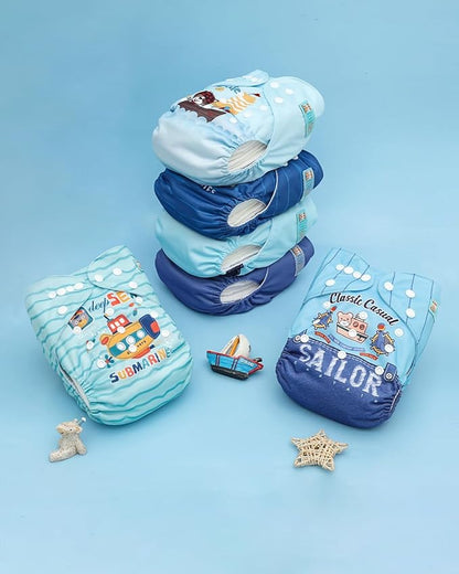 ALVABABY Baby Cloth Diapers 6 Pack with 12 Inserts Cloth Diaper Covers Adjustable Washable Reusable for Baby Girls and Boys
