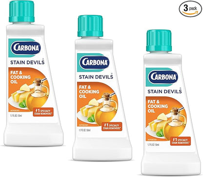 Carbona Stain Devils® #5 | Fat & Cooking Oil | Professional Strength Laundry Stain Remover | Multi-Fabric Cleaner | Safe Formula | 1.7 Fl Oz, 3 Pack