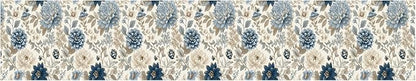 Blue Floral Wallpaper Border 196x4 Inch Peel and Stick Removable Vinyl Wall Border Elegant Blue and Beige Flower Wall Trim for Kitchen Bathroom Bedroom Living Room Home Decor