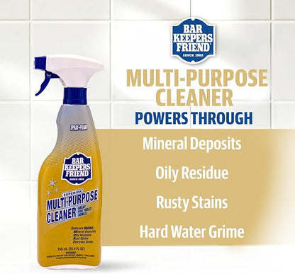 Bar Keepers Friend Soft Cleanser (26 oz) MORE Spray + Foam (25.4 oz) Multipurpose Cleaner Bundle, Stain & Rust Remover for Multi Surface Bathroom, Kitchen & Outdoor Cleaning
