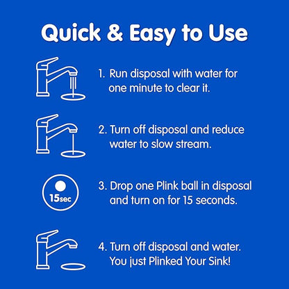 Plink Garbage Disposal Cleaner, Freshener & Odor Removing Balls, Easy to Use, Fresh Lemon Scent, 40 Count