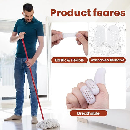PAGOW 10pcs Gel Finger Cots/Covers, Silicone Finger Protector Support, Finger Caps Finger Sleeves Thumb Protector for Finger Cracking Trigger Finger Arthritis Pain Relief (White, 8 Small+2 Medium)