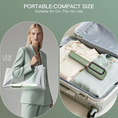 Handheld Press Steamer for Clothes, 3-in-1 Mini Travel Press Iron, 180° Rotatable, 1000W 15s Fast Heat-Up, Portable Garment Wrinkle Remover for Collars & Cuffs (Matcha Green)