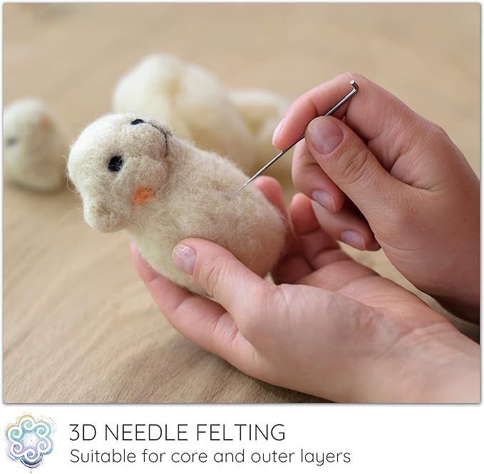 Core Wool for Needle Felting, Crochet Toys, Amigurumi Stuffing. Super Clean Wool Filler for Pillows, Stuffed Animals, Dryer Balls. 100GR, Natural White