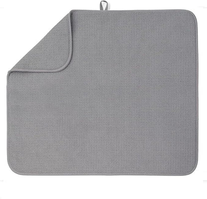 Bellemain XL Dish Mat Microfiber Dish Drying Mat, Super absorbent (Grey, 16" x 18")