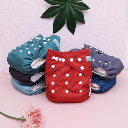 ALVABABY Baby Cloth Diaper 6 Pack with 12 Inserts One Size Cloth Diaper Covers Adjustable Washable Reusable for Baby Girls and Boys