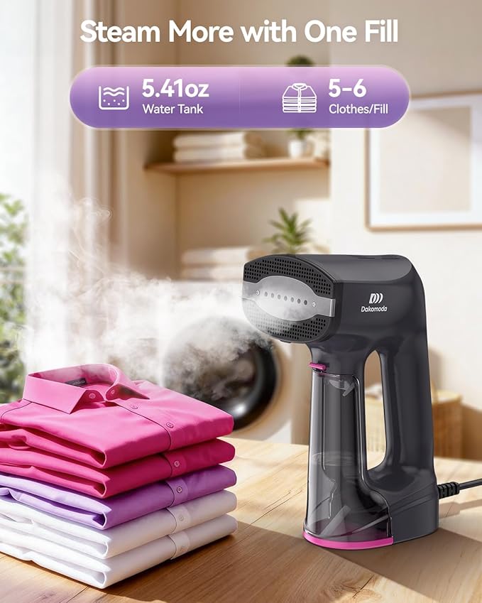 Vacuum Steamer for Clothes,3500Pa Suction Handheld Clothes Steamer,LED Display, Multiple Mode Adjustment,Steaming & Ironing 2 in 1,Portable Steamer No Board Needed, 160ml Water Tank (for 110‑120V)