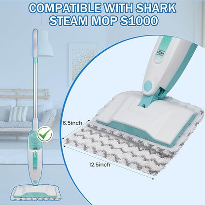 Steam Mop Replacement Pads Compatible with Shark S1000, S1000A, S1000C, S1000WM, 6 Pack Reusable Microfiber Mop Pads for Hardwood and Tile Floors, Ideal for Pet and Kid Friendly Homes