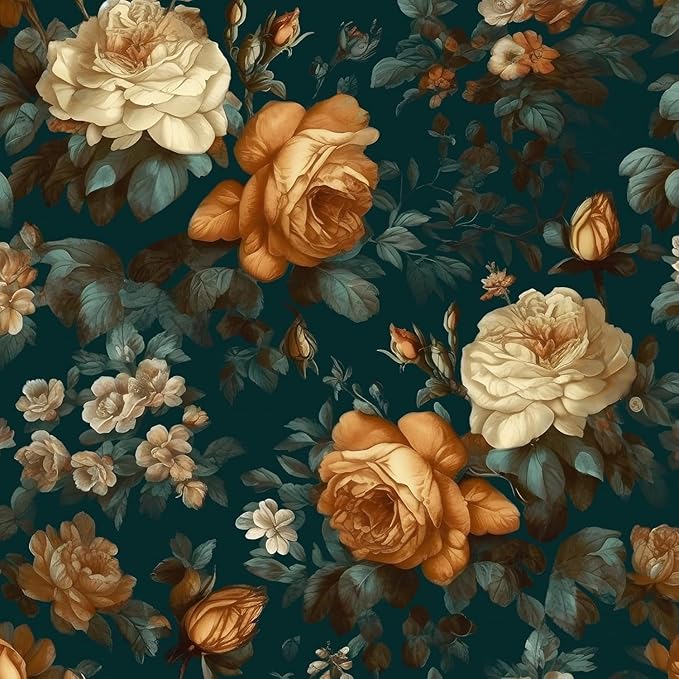 Fvlow Dark Green Floral Peel and Stick Wallpaper 17.4" x 197" Boho Contact Paper Waterproof Renter Friendly Removable Covering for Bedroom Kitchen Cabinets Countertop Desk Home Decor