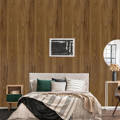 LXCREAT Wood Contact Paper Peel and Stick, Brown Wooden Grain Vinyl Wrap Wallpaper for Countertops Furniture 11.8in x 78.7in, Self-Adhesive Waterproof Wallpaper Drawer Liner Cabinets Walls Desk