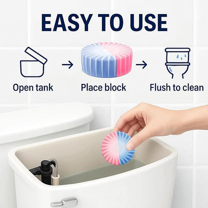 Automatic Toilet Bowl Cleaner Tablets, 10 Pack Long-Lasting Toilet Tank Cleaner for Bathroom, Blue Water Freshener, Prevents Stains & Odor, Safe for All Toilets - 10 Pack (Pink+Blue)