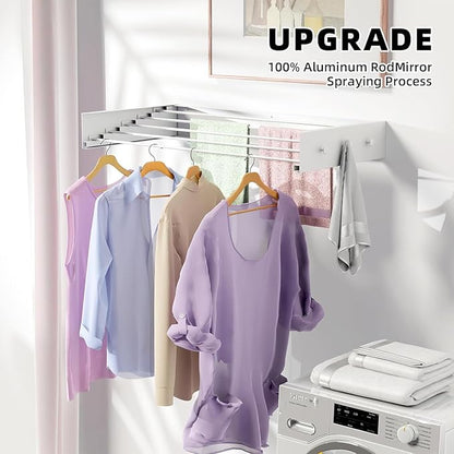 Wall Mounted Foldable, Space Saving Clothes Drying Rack with Knob, 60 lbs Capacity, for Laundry (31.5" Black)