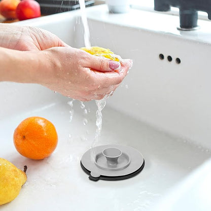 OGGI Silicone Sink Strainer & Stopper Set- Great Kitchen Sink Strainer, Silicone Drain Stopper, Sink Drain Strainer, Sink Plug 4.6˝ Diameter Rim, Black