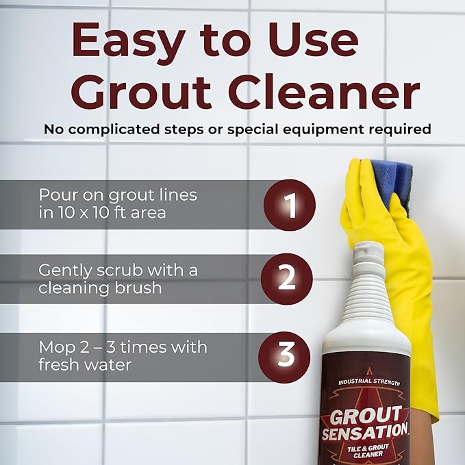 Heavy Duty Grout Cleaner - (Pack of 12) - For Tile Floors & Shower Tiles - Industrial Strength Grout Cleaning Solution Restores Original Color - No Residue, No Odor, USA Made - 32 oz