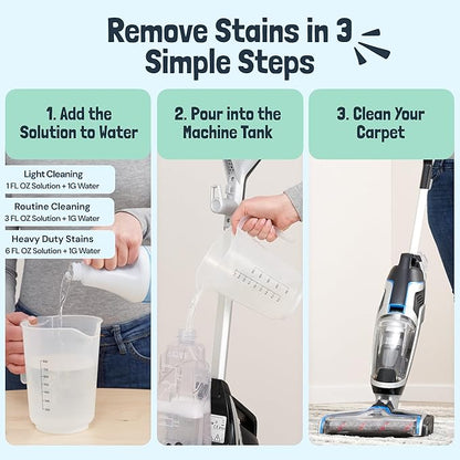 Sunny & Honey Carpet Cleaner Solution - Carpet Shampoo & Pet Stain Remover for Upholstery & Rugs - Works With Steam Cleaners (128 fl oz, Spring Mint Scent)