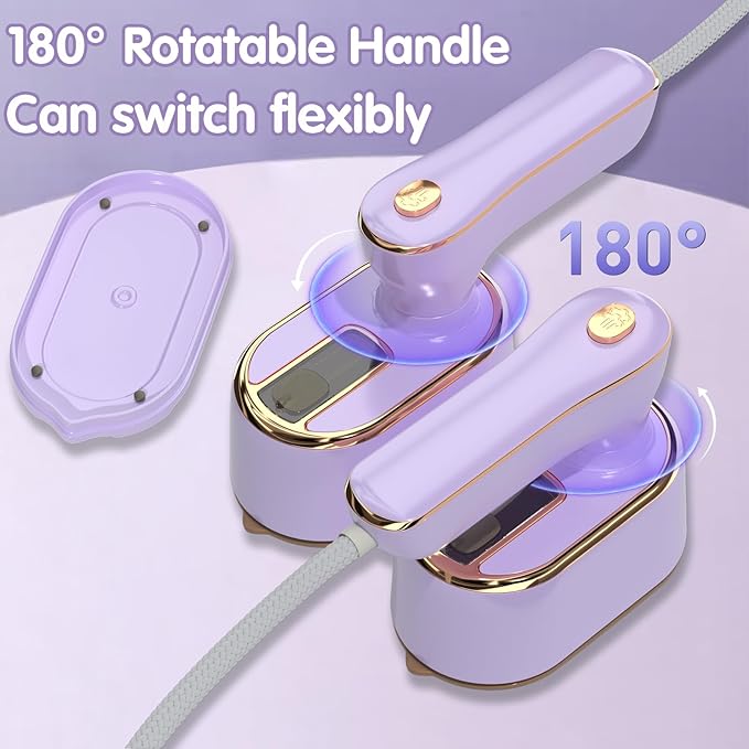 Travel Steamer Iron for Clothes Mini - Portable Ironing Machine Travel Small Size Portable Steamer Travel College Dorm Home Essentials (Purple)