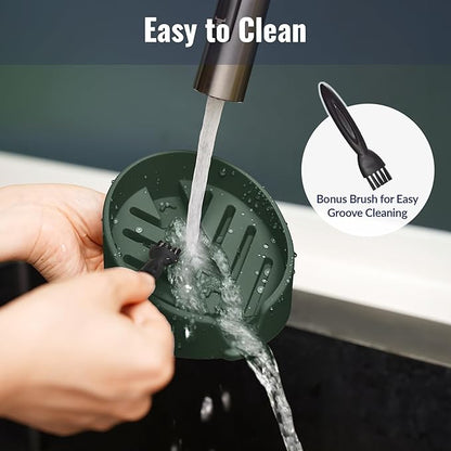 NiHome Silicone Sponge Holder Compatible with Scrub Daddy Mommy Sponges for Kitchen & Bathroom, Auto Draining Organizer, Holds Multiple Sponges & Cleaning Tools, Food-Grade,Dishwasher Safe(Dark Green)