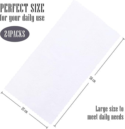 Sunny zzzZZ 24 Pack Kitchen Dishcloths - Does Not Shed Fluff - Reusable Dish Towels, Dish Cloths, Super Absorbent Coral Fleece Cleaning Cloths, Nonstick Oil Washable Fast Drying, 10 x 20 Inch (White)