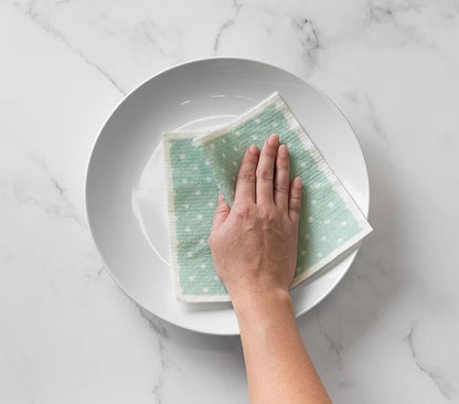 Martha Stewart Swedish Kitchen Absorbent Sponge Dish Cloths, Polka Dots, 8 Count