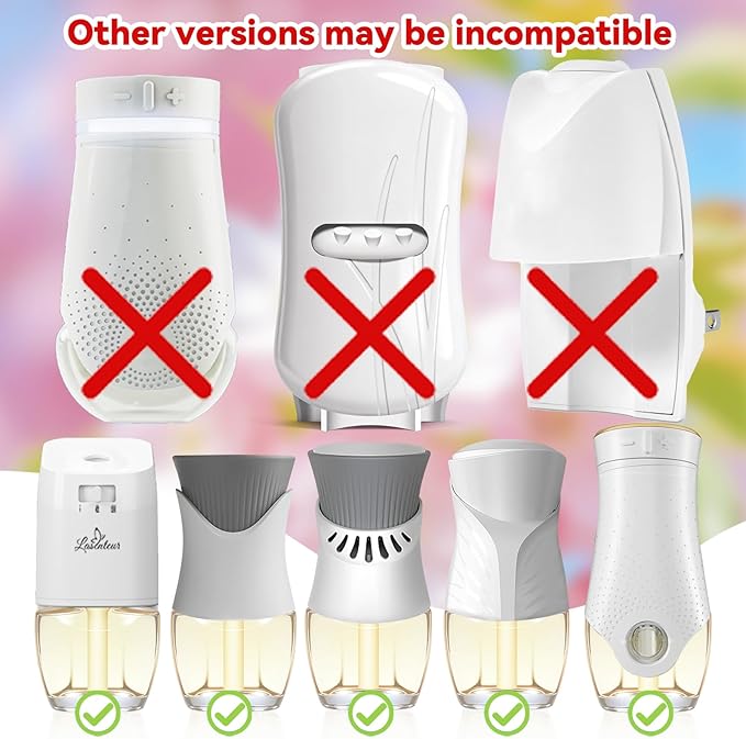 Plug In Air Freshener Refills 12 Pack – Cherry Blossom, Raspberry, Balsam Fir, Coconut, Spring & Summer Scented Refill for Home & Bathroom, Compatible with Air Wick & Glade, Not for Glade Plus