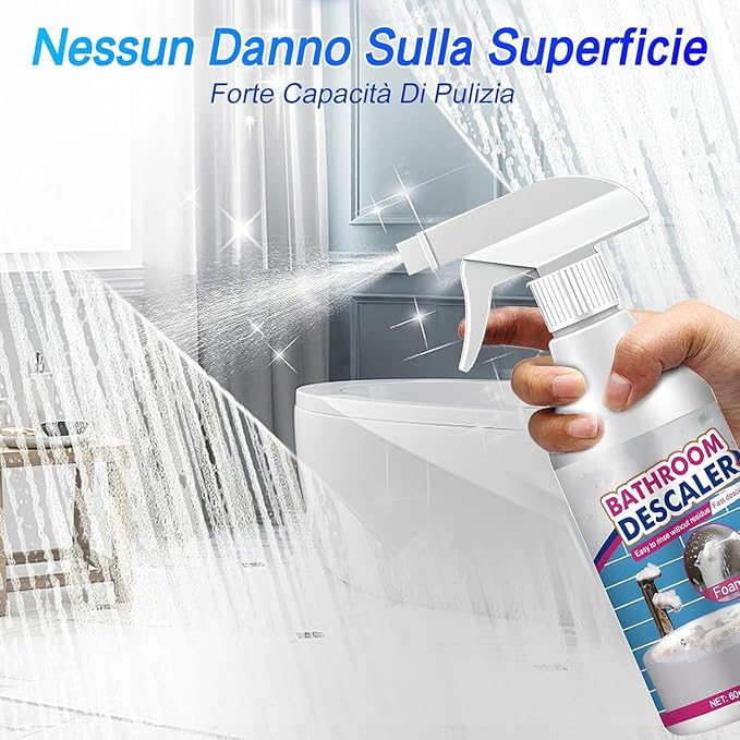 Bathroom Descaler Foam Cleaner Spray, 2026 New Upgraded Multipurpose Stubborn Stains Cleaner, All Purpose Rinse Cleaning Foam, Powerful Descaling Cleaning Agent for Kitchen Bath Glass (1)