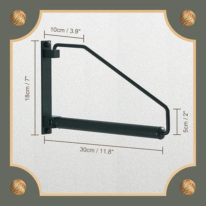 NEWRAIN Folding Clothes Hanger Rack, Wall Mounted Laundry Racks for Drying Clothes,Swing Clothing Hanging System Drying Closet Storage Organizer Black