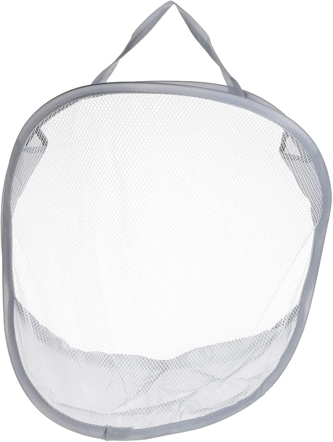 OUNONA Foldable Wall-Mounted Laundry Storage Bag Portable Hanging Clothes Basket Collapsible Mesh Organizer for Bathroom Gray 1-Pack