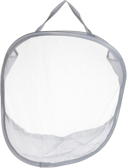OUNONA Foldable Wall-Mounted Laundry Storage Bag Portable Hanging Clothes Basket Collapsible Mesh Organizer for Bathroom Gray 1-Pack
